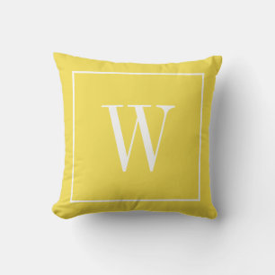 Monogrammed Inital Modern Trendy Yellow White Cushion
