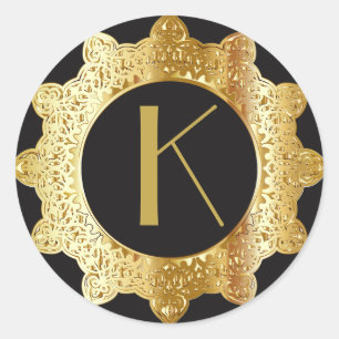 Monogrammed Initial Black and Gold Letter Sticker