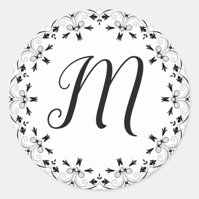 Monogrammed Initial Black and White Letter Sticker (Front)
