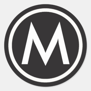 Monogrammed Initial Black and White Letter Sticker