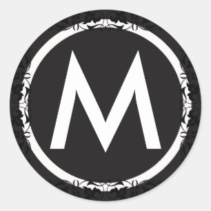 Monogrammed Initial Black and White Letter Sticker