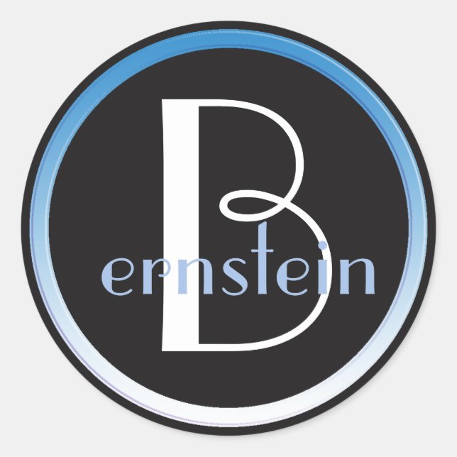 Monogrammed Initial Blue and White Letter Sticker (Front)