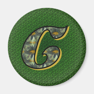 Monogrammed Initial C Black Daisies Magnet