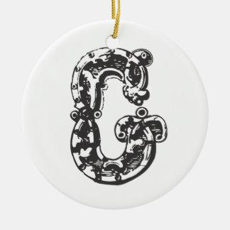 Monogrammed Initial Letter G Christmas Ornament -