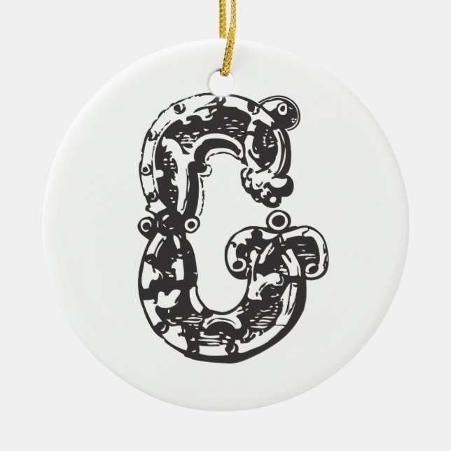 Monogrammed Initial Letter G Christmas Ornament - (Front)