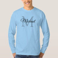Monogrammed Initial Letter Name Men's Light Blue