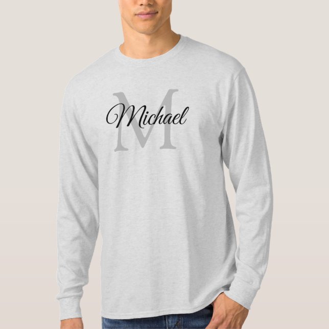 Monogrammed Initial Letter Name Mens Long Sleeve T-Shirt (Front)