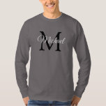 Monogrammed Initial Letter Name Men's Long Sleeve T-Shirt<br><div class="desc">Monogrammed Initial Letter Name Men's Long Sleeve Template Elegant Trendy Smoke Grey Basic Long Sleeve T-Shirt.</div>