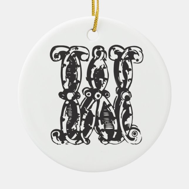 Monogrammed Initial Letter W Christmas Ornament - (Front)