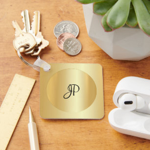 Monogrammed Initial Name Faux Gold Customizable Key Ring