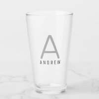 Monogrammed Initial Name Simple Modern Pint