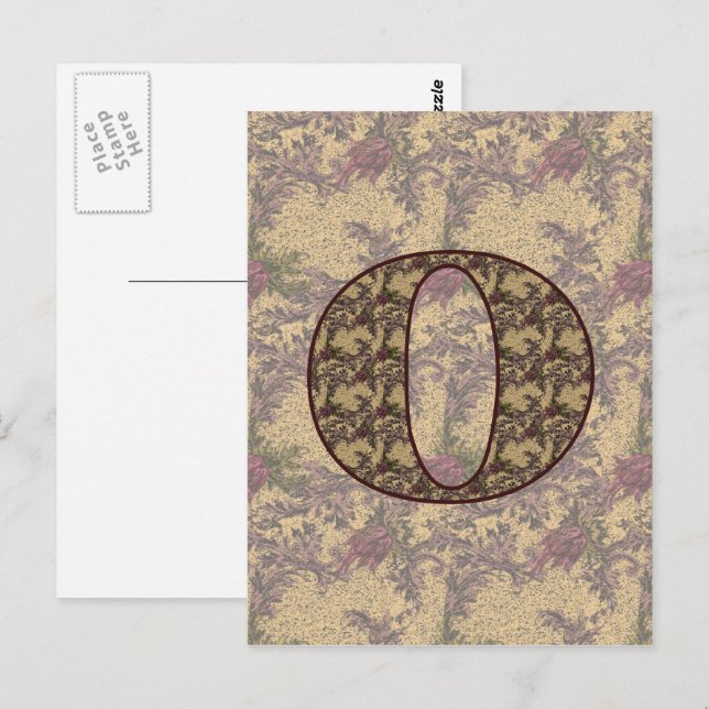 Monogrammed Initial O Elegant Floral Postcard (Front/Back)