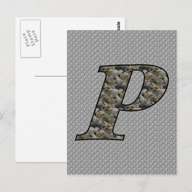 Monogrammed Initial P Hydrangea Floral Postcard (Front/Back)