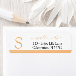 Monogrammed Initial Peach Return Address Return Address Label