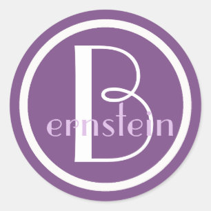 Monogrammed Initial Purpl and White Letter Sticker
