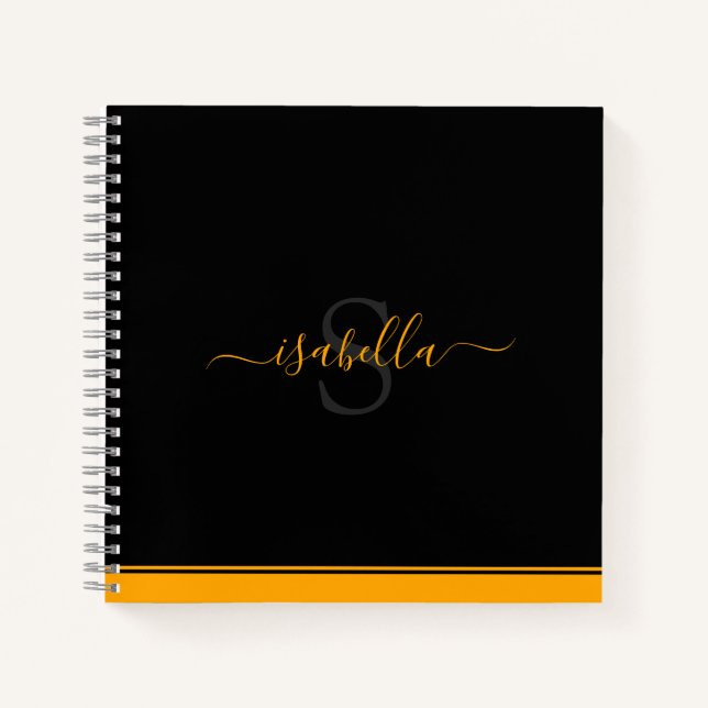 Monogrammed Initial Script Orange Notebook (Front)