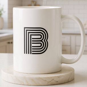 Monogrammed Initial Simple Minimalist Modern Black Coffee Mug