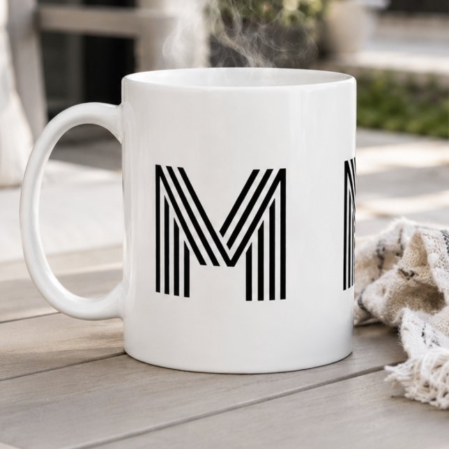 Monogrammed Initial Simple Minimalist Modern Black Coffee Mug (Creator Uploaded)