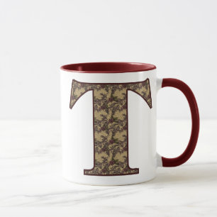 Monogrammed Initial T Elegant Floral Mug
