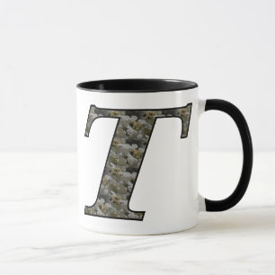 Monogrammed Initial T Hydrangea Floral Mug