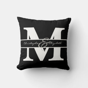 Monogrammed initial w/ names on front & back cushion