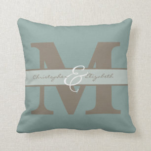 Monogrammed initial w/ names on front & back cushion