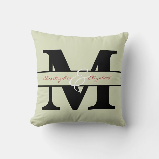 Monogrammed initial w/ names on front & back cushion (Front)