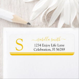 Monogrammed Initial Yellow Return Address Label