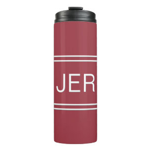 Monogrammed Initials Crimson Red Travel Drinkware Thermal Tumbler