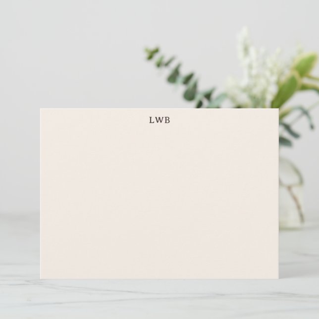 Monogrammed Initials Ivory Cream Modern Stationery Card (Standing Front)