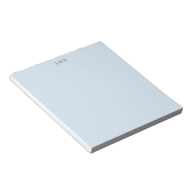 Monogrammed Initials Light Blue Modern Stationery Notepad (Angled)