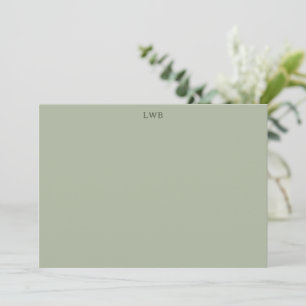 Monogrammed Initials Sage Jade Modern Stationery Card