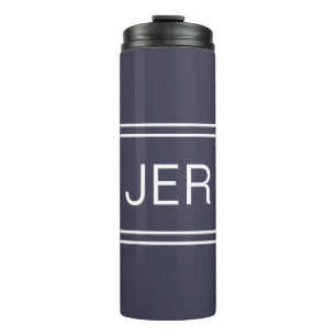Monogrammed Initials Stylish Travel Drinkware Blue Thermal Tumbler