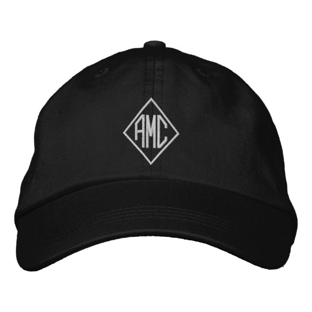 Monogrammed initials white custom three letters embroidered hat (Front)