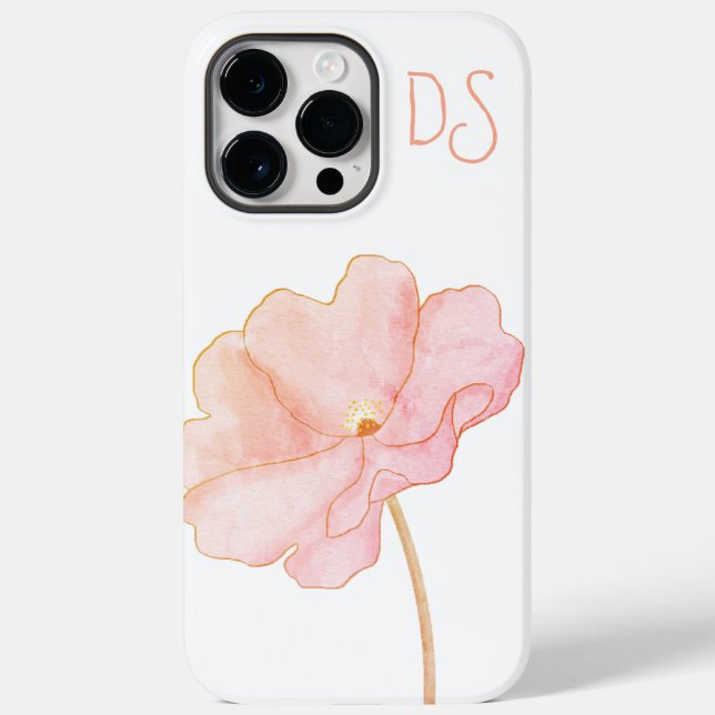Monogrammed iPhone 14 Pro Max case floral (Back)