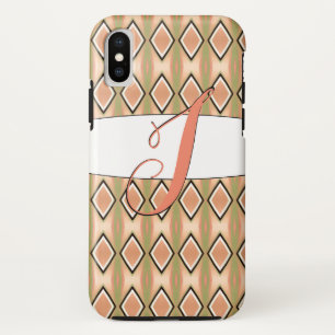 Monogrammed J Phone Case In Pink and Greens