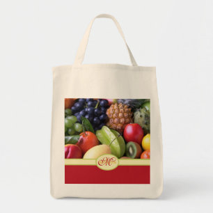 Monogrammed Juicy Natural Delicious Fresh Fruits Tote Bag