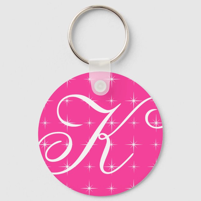 Monogrammed keychain with sparkling star design (Front)