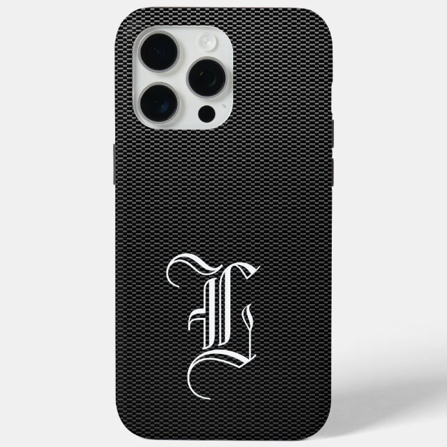 Monogrammed "L" Faux Carbon Fibre OtterBox Case-Mate iPhone Case (Back)