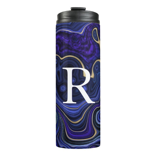 Monogrammed Lapis Lazuli Thermal Tumbler (Front)
