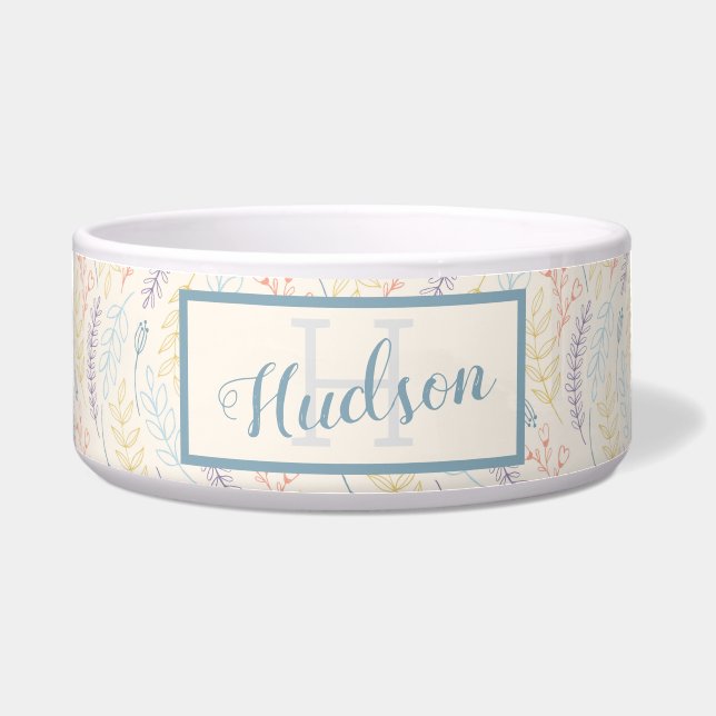 Monogrammed Last Name Monogram Pastel Pattern Dog  (Front)