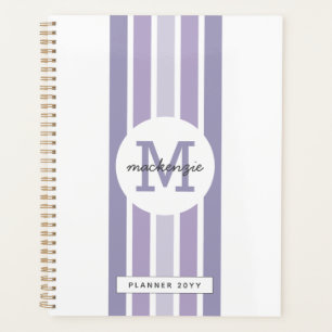 Monogrammed Lavender Shade Stripes Personalised Planner