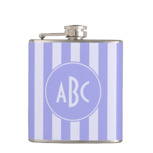 Monogrammed Lavender Stripes Hip Flask