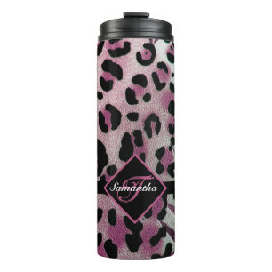 Monogrammed Leopard Print Thermal Tumbler