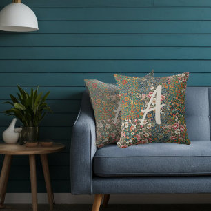Monogrammed Letter cottagecore Cottage look floral Cushion