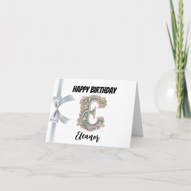 Monogrammed letter "E" Happy Birthday Card (Front)