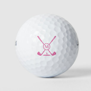 Monogrammed Letter Golf Club Modern Pink Balls