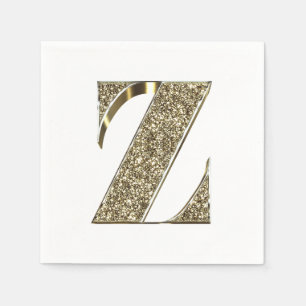 Monogrammed Letter Initial Z Gold Sparkles Elegant Napkin