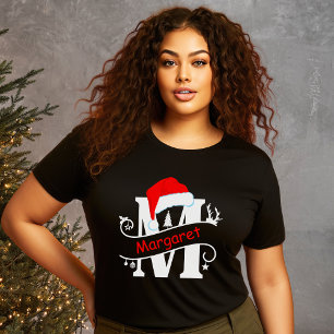Monogrammed Letter M Personalised Name Christmas T-Shirt