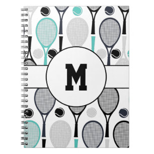 Monogrammed Letter Player Name Personalised Tennis Notebook